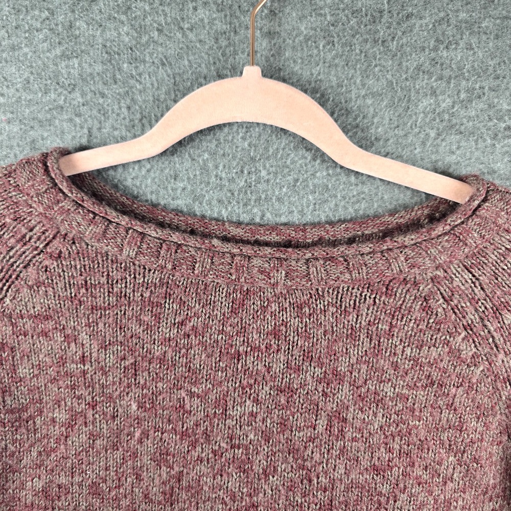 TOAD & CO Women S Heather Red Pullover‎ Sweater 100% Merino Wool Elbow Patches - Picture 3 of 12